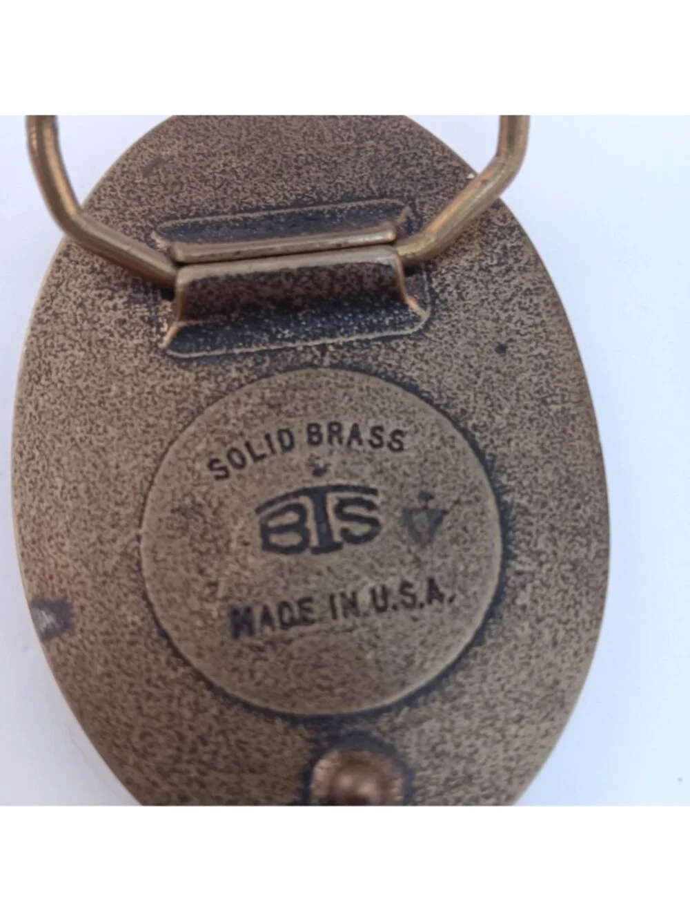 Vintage BTS Solid Brass Shark Belt Buckle Oval Design 3.5